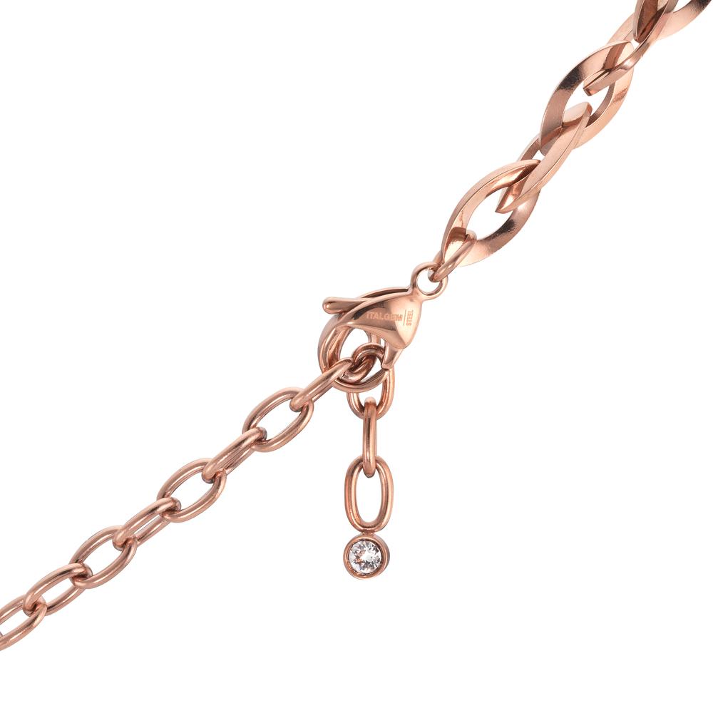 Collana Acciaio inossidabile Zirconia rosa rivestimento IP 50-60 cm