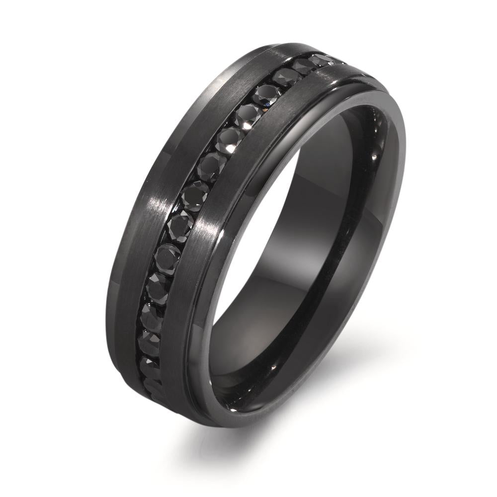 Anello Acciaio inossidabile Zirconia nero nero rivestimento IP