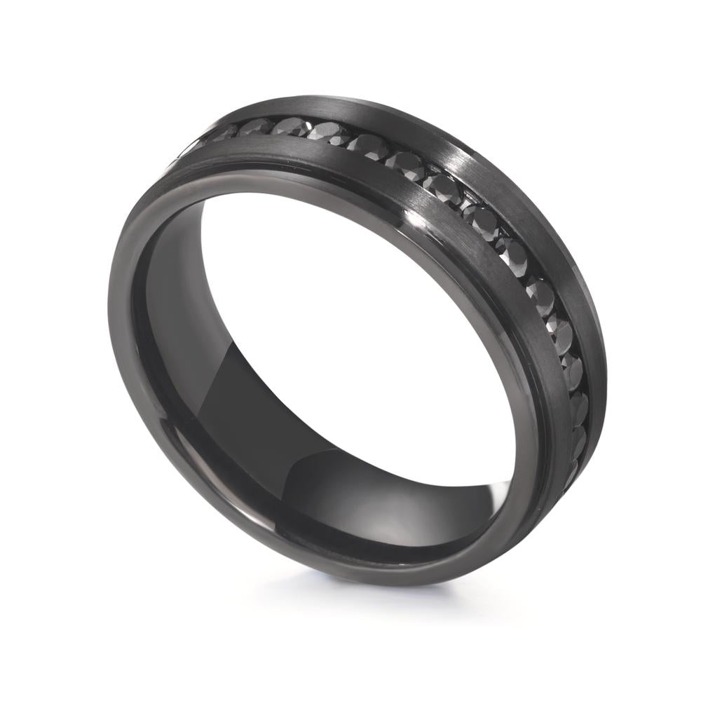 Anello Acciaio inossidabile Zirconia nero nero rivestimento IP