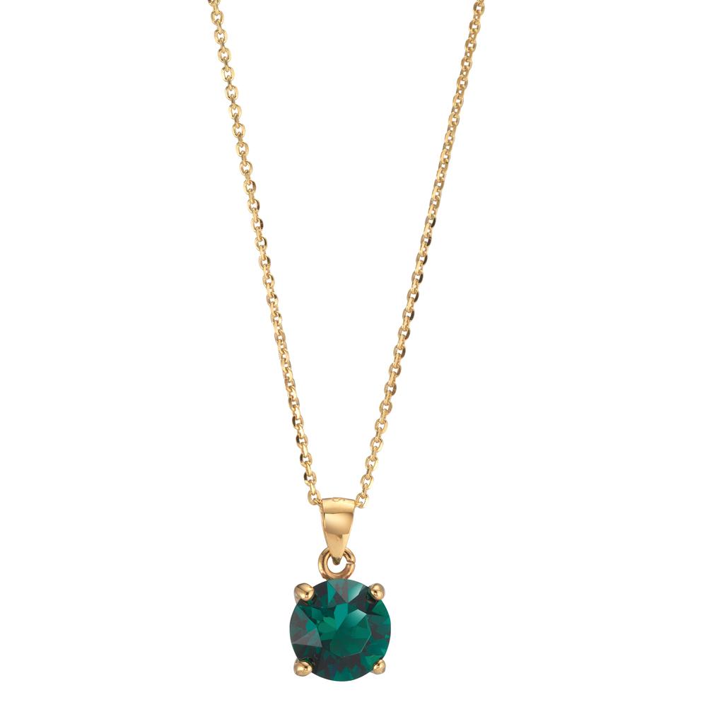 Collana Argento Zirconia verde, 2 pietra giallo dorato 42-47 cm