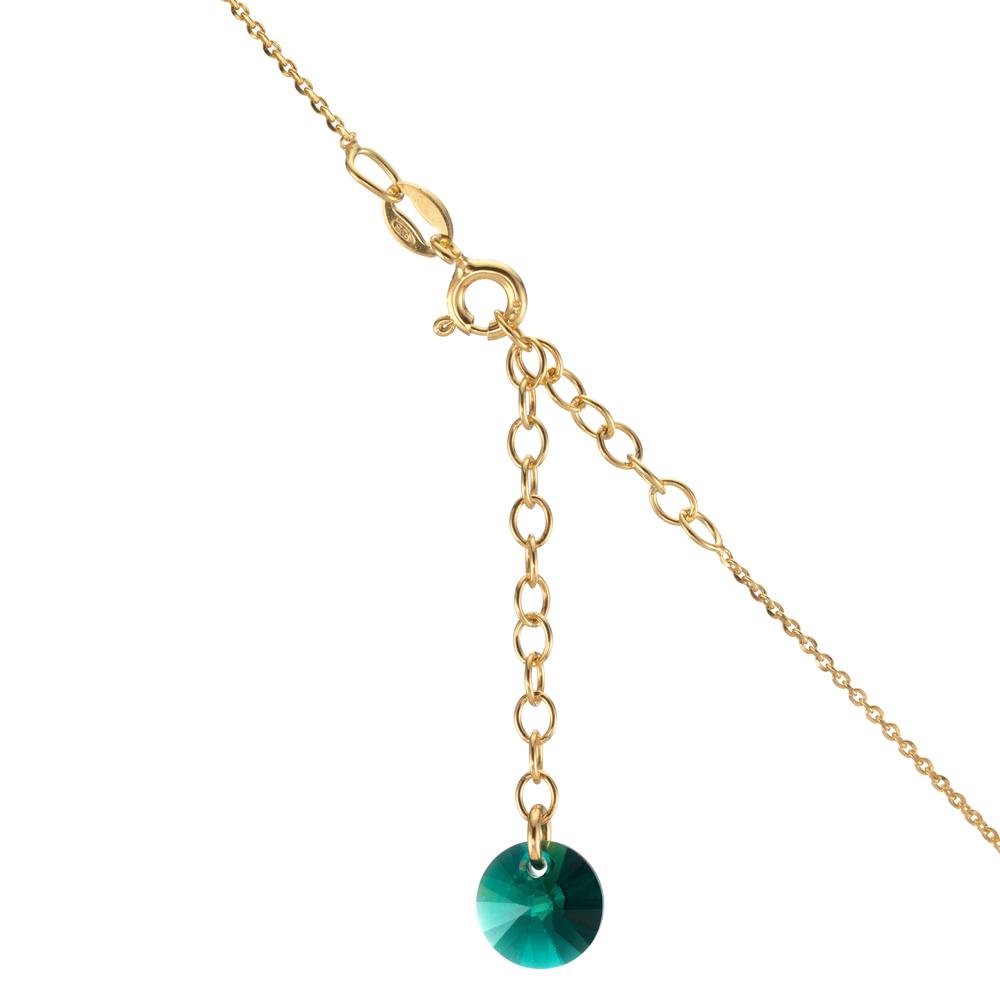 Collana Argento Zirconia verde, 2 pietra giallo dorato 42-47 cm