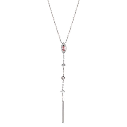 Collana Argento Zirconia 4 pietra rodiato 39-45 cm