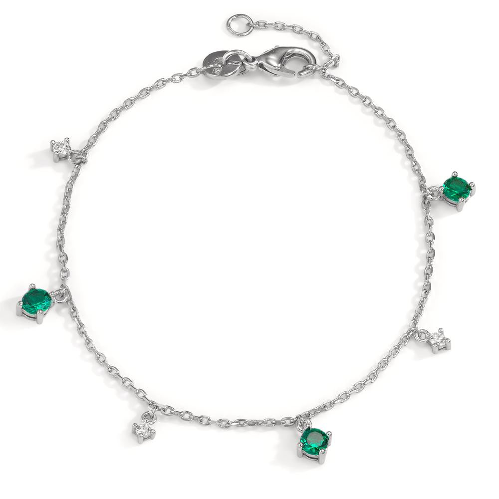 Bracciale Argento Zirconia verde, 6 pietra rodiato 16-18 cm