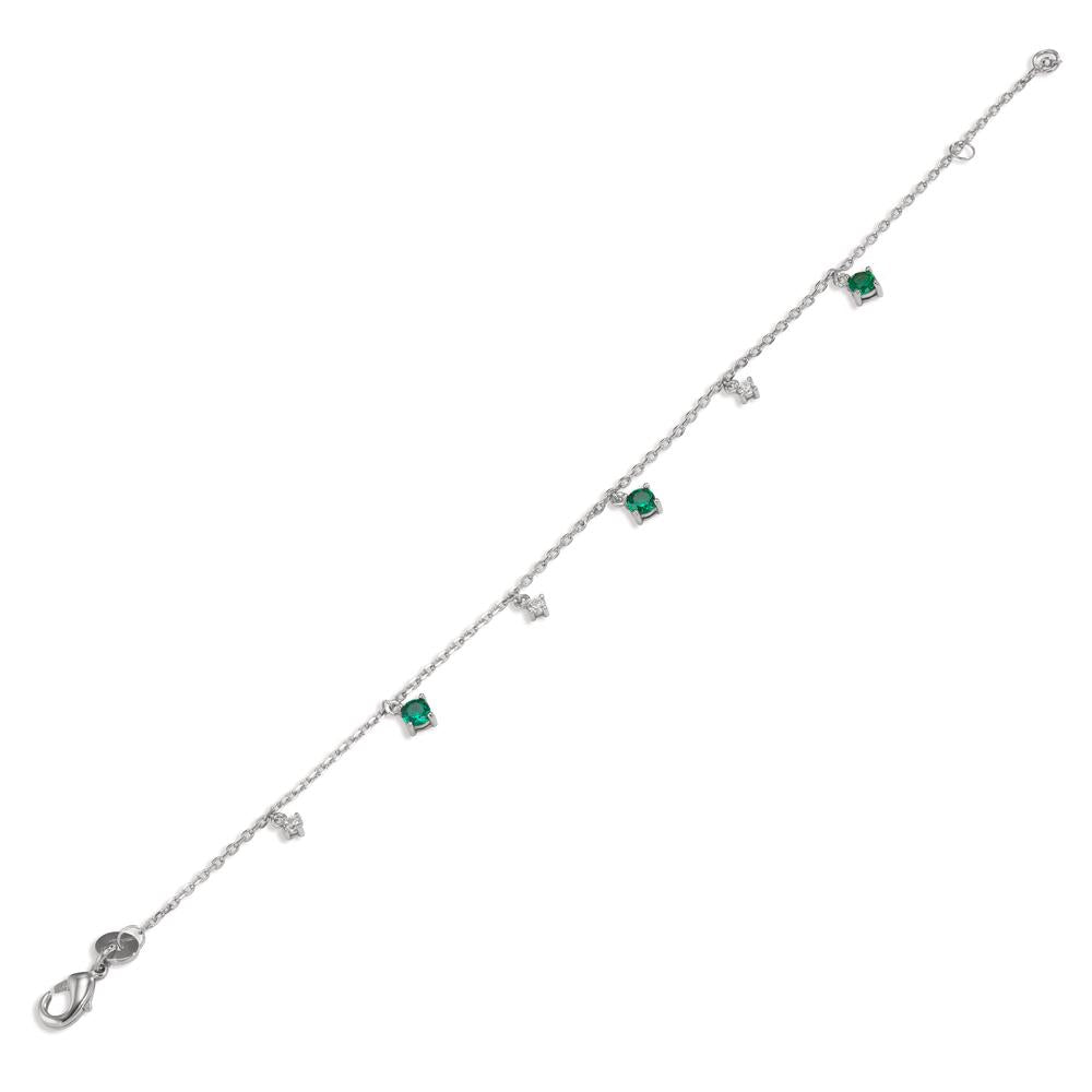 Bracciale Argento Zirconia verde, 6 pietra rodiato 16-18 cm