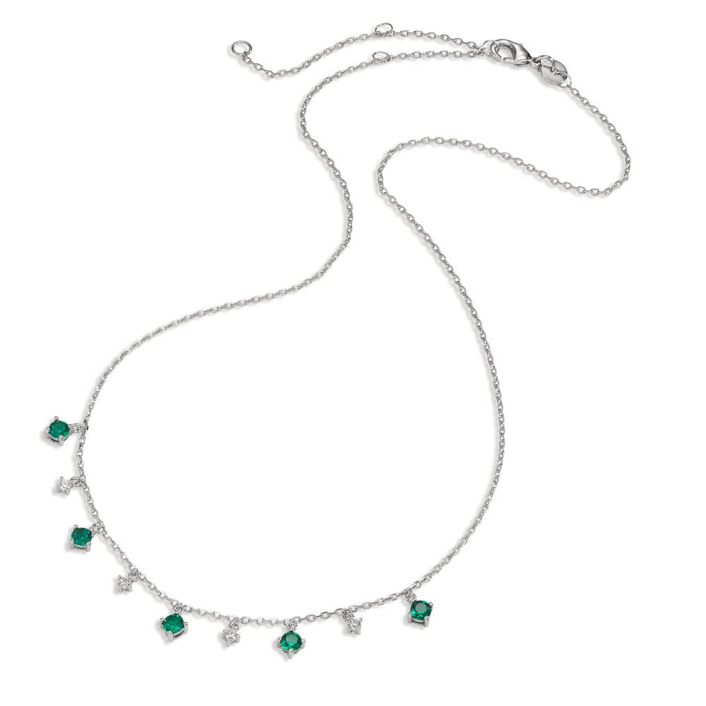 Collana Argento Zirconia verde, 9 pietra rodiato 38-45 cm