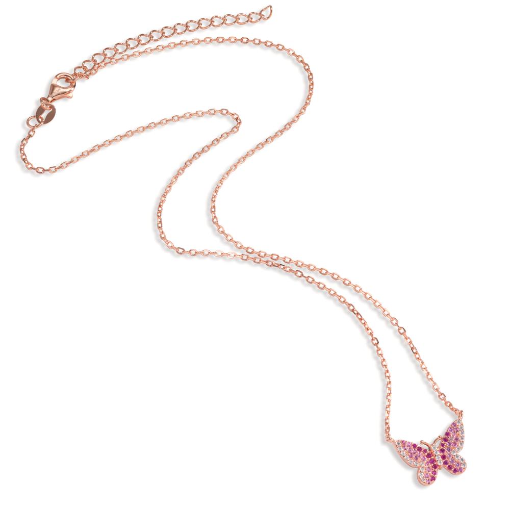 Collana Argento Zirconia rosa dorato Farfalla 40-45 cm