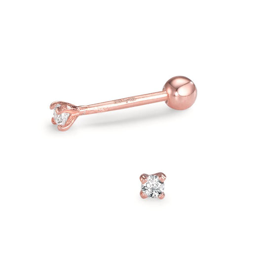 Piercing Argento Zirconia 2 pietra rosa dorato Ø2.2 mm