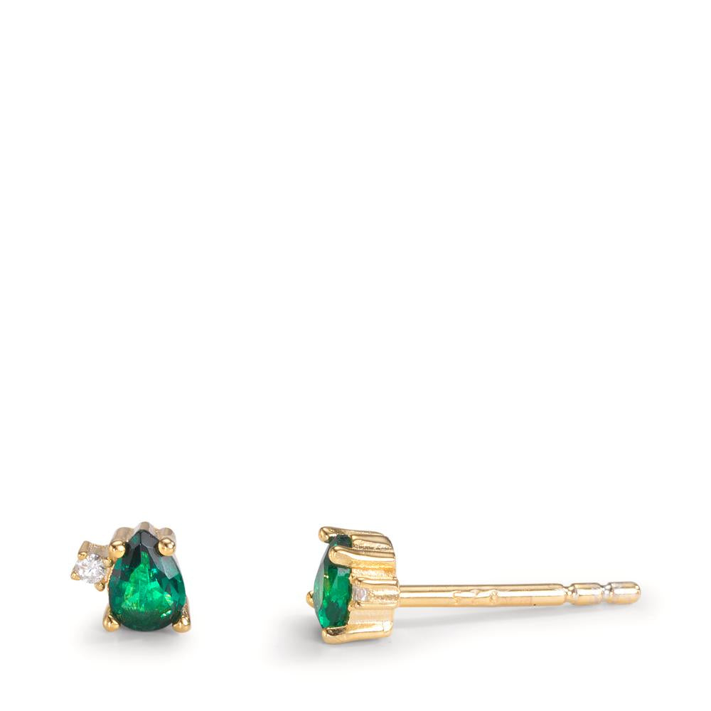 Orecchini a bottone Argento Zirconia verde, 4 pietra giallo dorato Ø4 mm