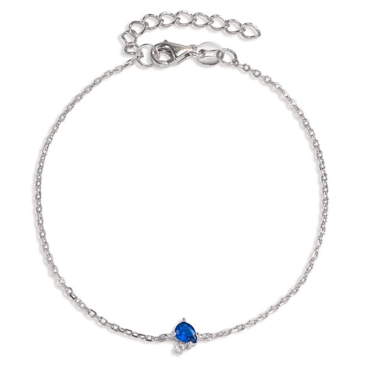 Bracciale Argento Zirconia blu zaffiro, 2 pietra rodiato 16-19 cm