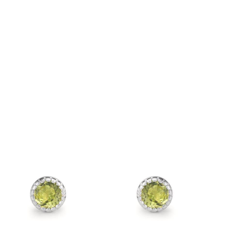 Orecchini a bottone Argento Peridoto 2 pietra Ø4 mm