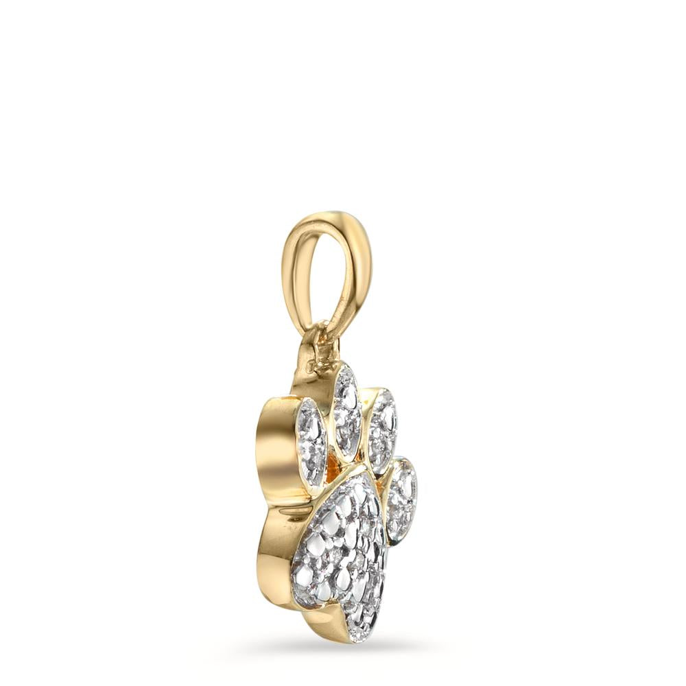 Ciondolo Oro giallo 375/9K Diamante 0.02 ct, 8 pietra, w-si bicolore Zampa Ø9 mm