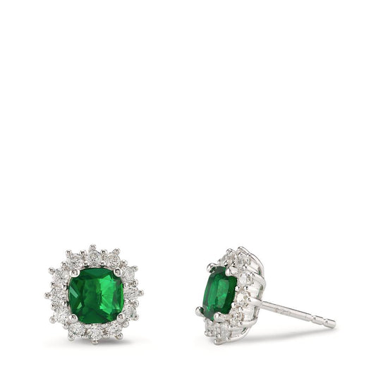 Orecchini a bottone Argento Zirconia verde, 26 pietra rodiato Ø10.5 mm