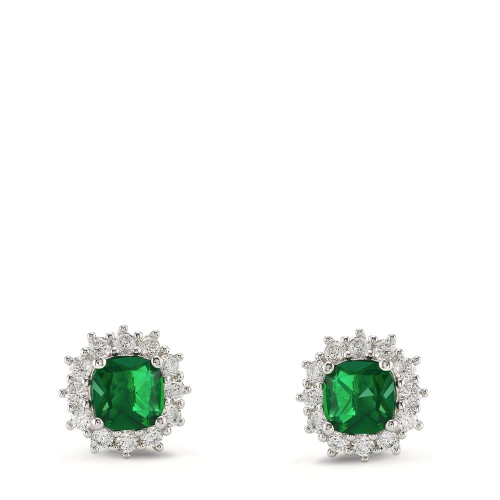 Orecchini a bottone Argento Zirconia verde, 26 pietra rodiato Ø10.5 mm