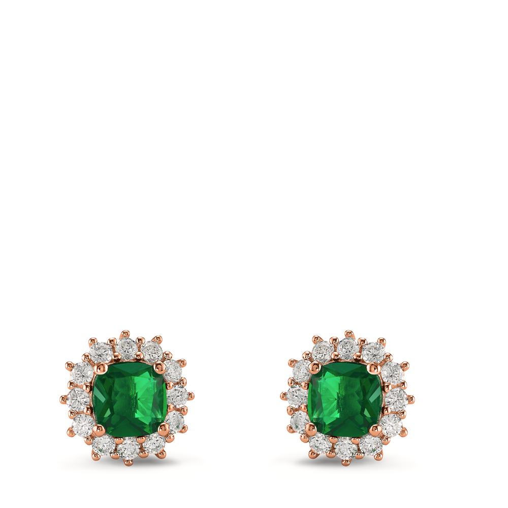 Orecchini a bottone Argento Zirconia verde, 26 pietra rosa dorato Ø10.5 mm