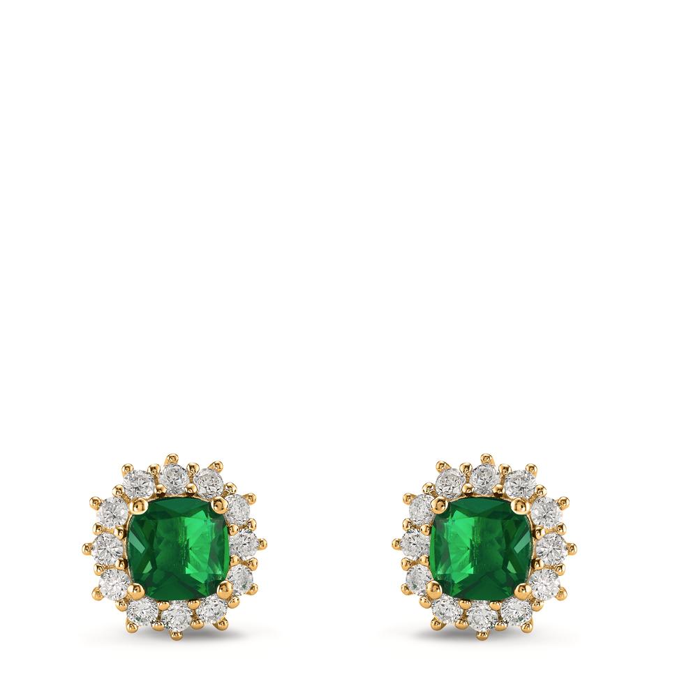 Orecchini a bottone Argento Zirconia verde, 26 pietra giallo dorato Ø10.5 mm