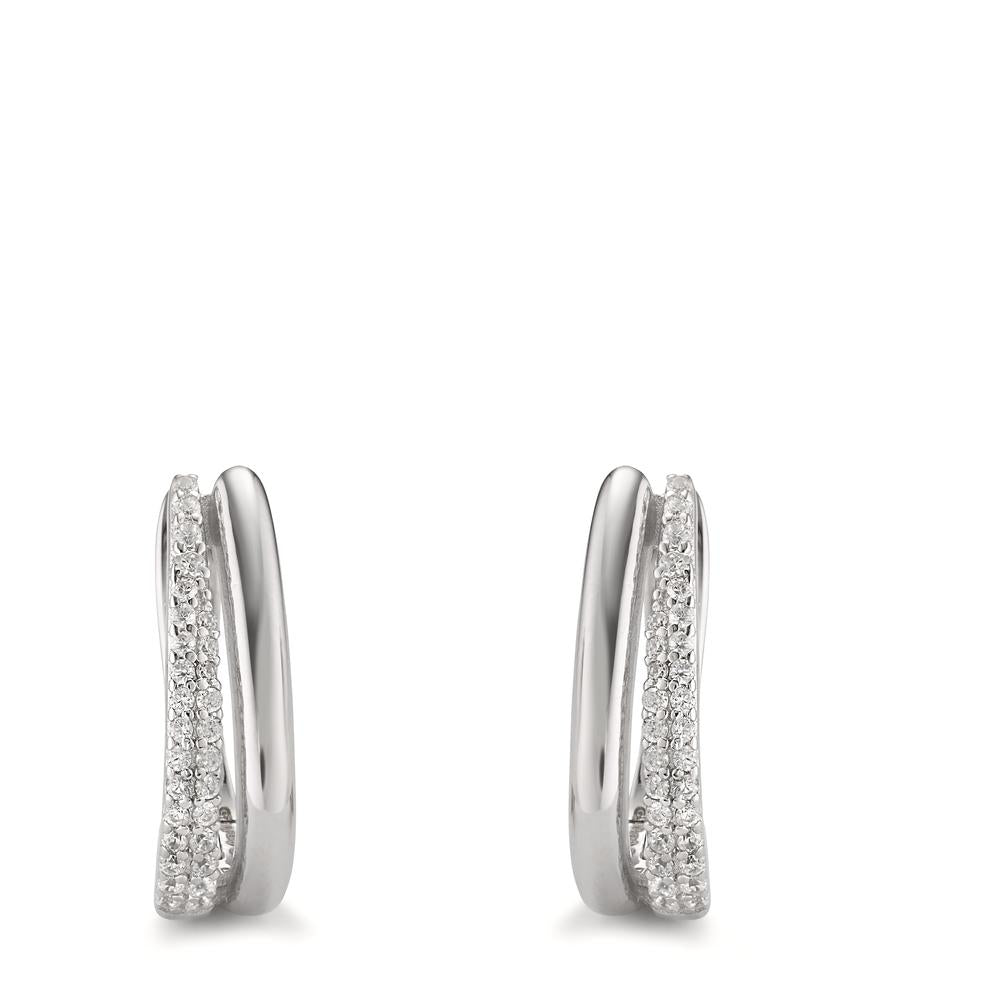 Orecchini circolari Argento Zirconia 50 pietra rodiato