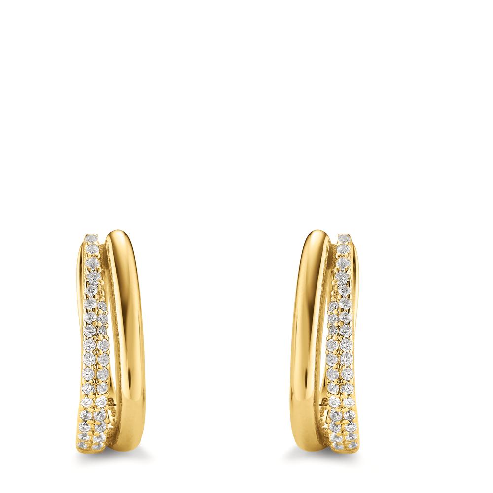 Orecchini circolari Argento Zirconia 50 pietra giallo dorato