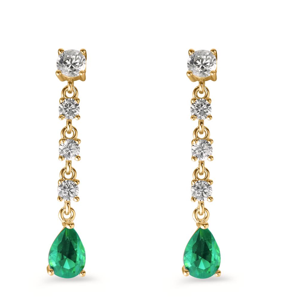 Orecchini Argento Zirconia verde, 10 pietra giallo dorato