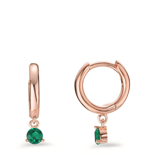 Orecchini circolari Argento Zirconia verde, 2 pietra rosa dorato