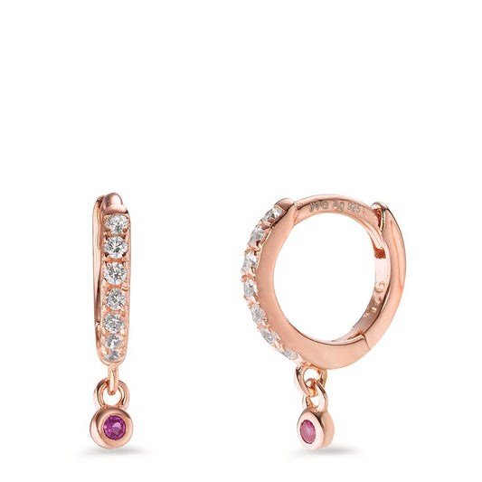 Orecchini circolari Argento Zirconia rosa, 16 pietra rosa dorato