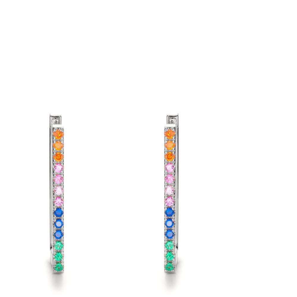 Orecchini circolari Argento Zirconia color arcobaleno, 26 pietra rodiato