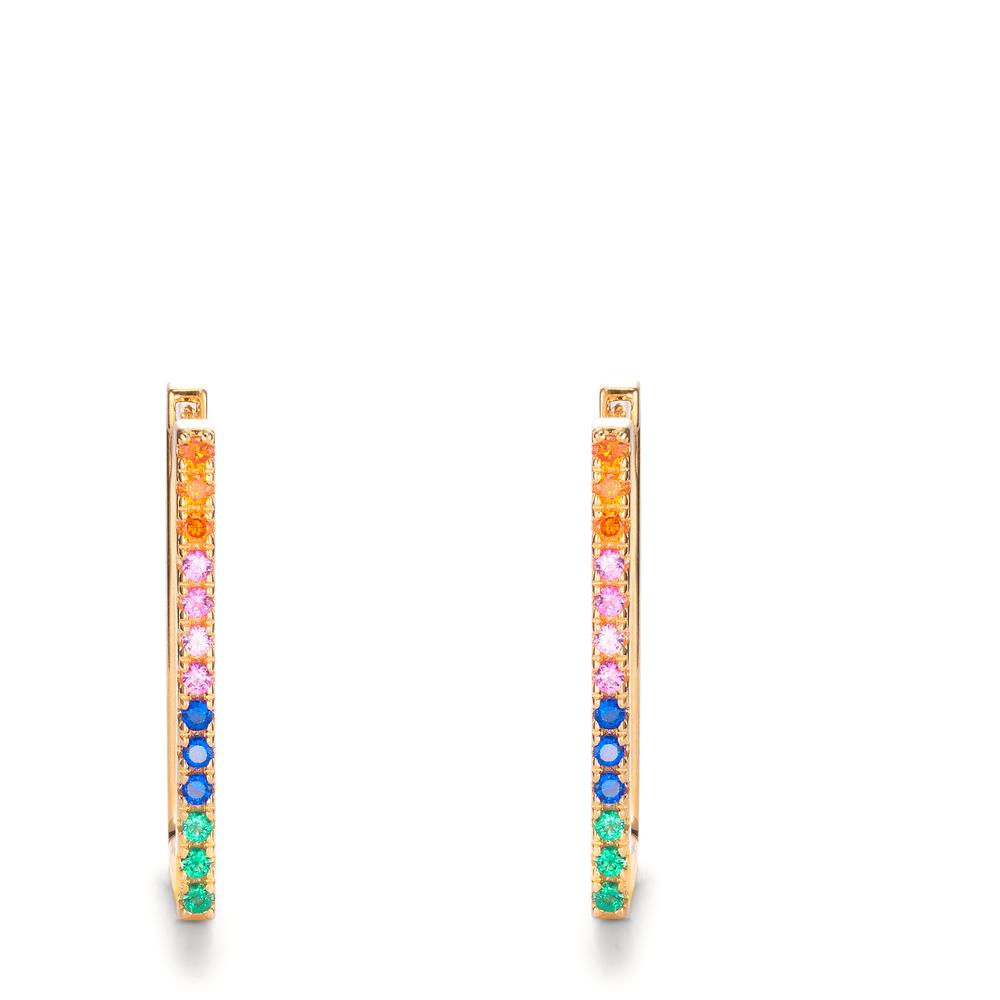 Orecchini circolari Argento Zirconia color arcobaleno, 26 pietra giallo dorato