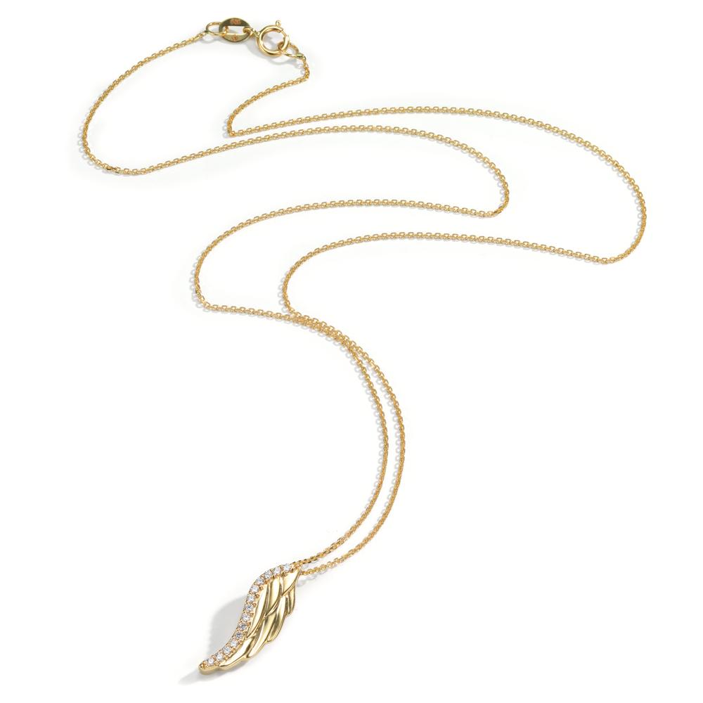 Collana Oro giallo 585/14 kt Zirconia 14 pietra Ala 42 cm