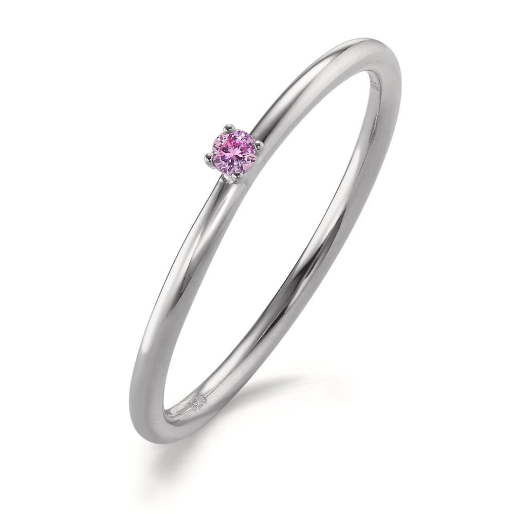 Anelli impilabili Argento Zirconia rosa, 2 mm rodiato