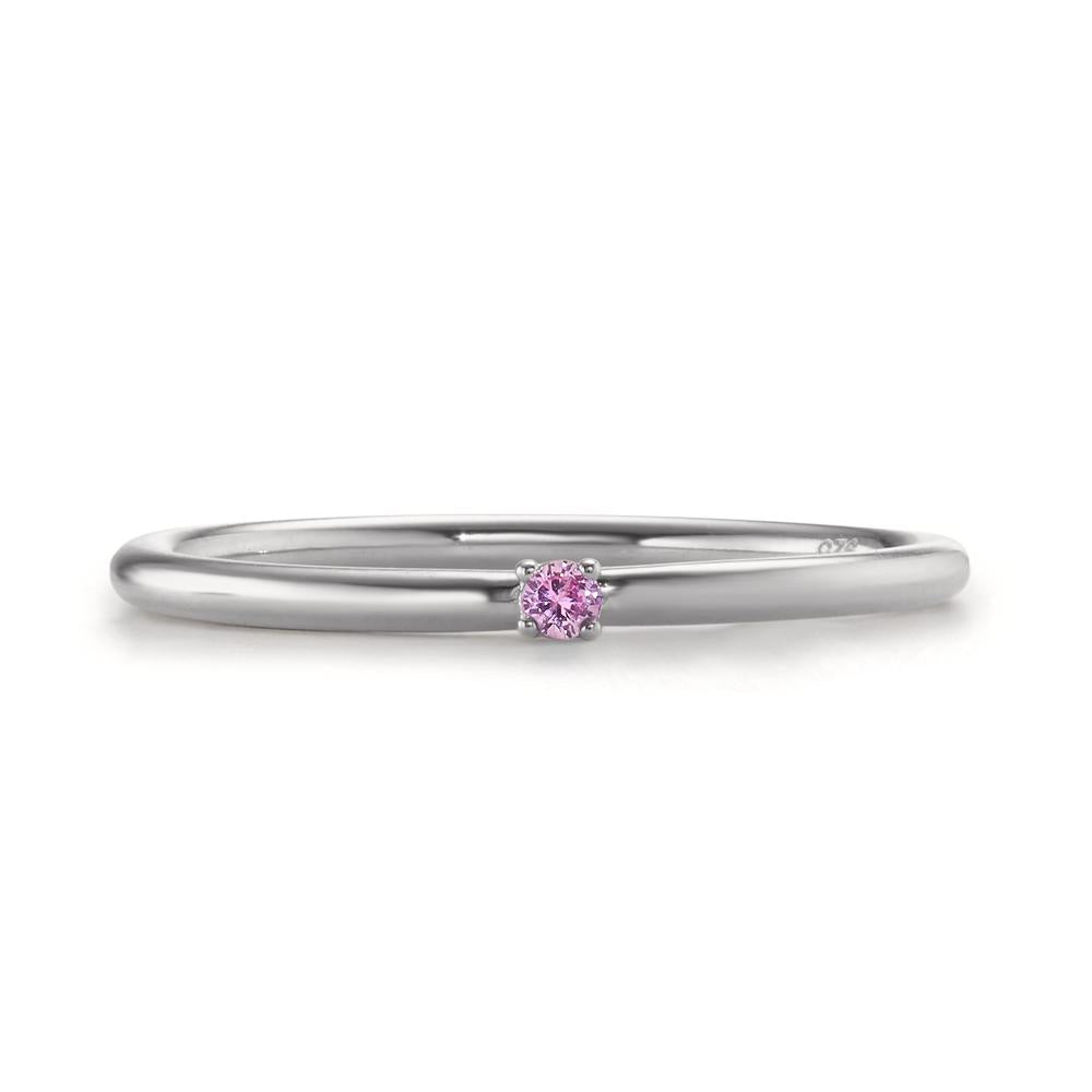 Anelli impilabili Argento Zirconia rosa, 2 mm rodiato