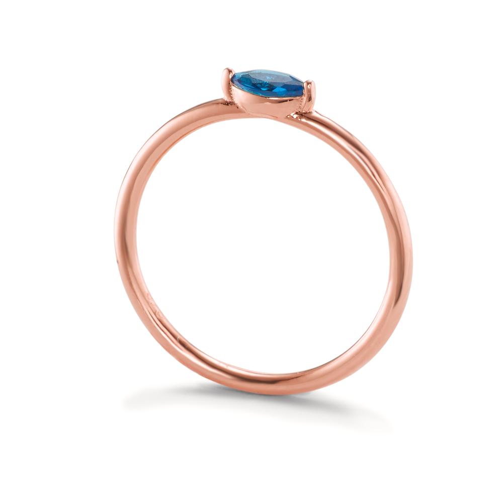 Anello solitario Argento Zirconia blu rosa dorato