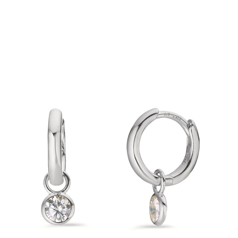 Orecchini circolari Argento Zirconia 2 pietra rodiato