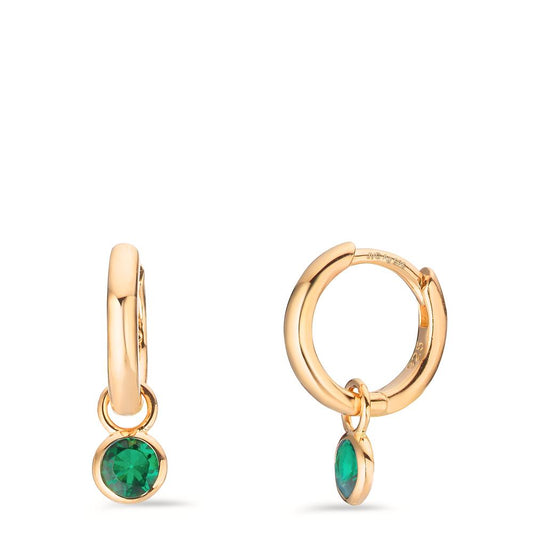 Orecchini circolari Argento Zirconia verde, 2 pietra giallo dorato