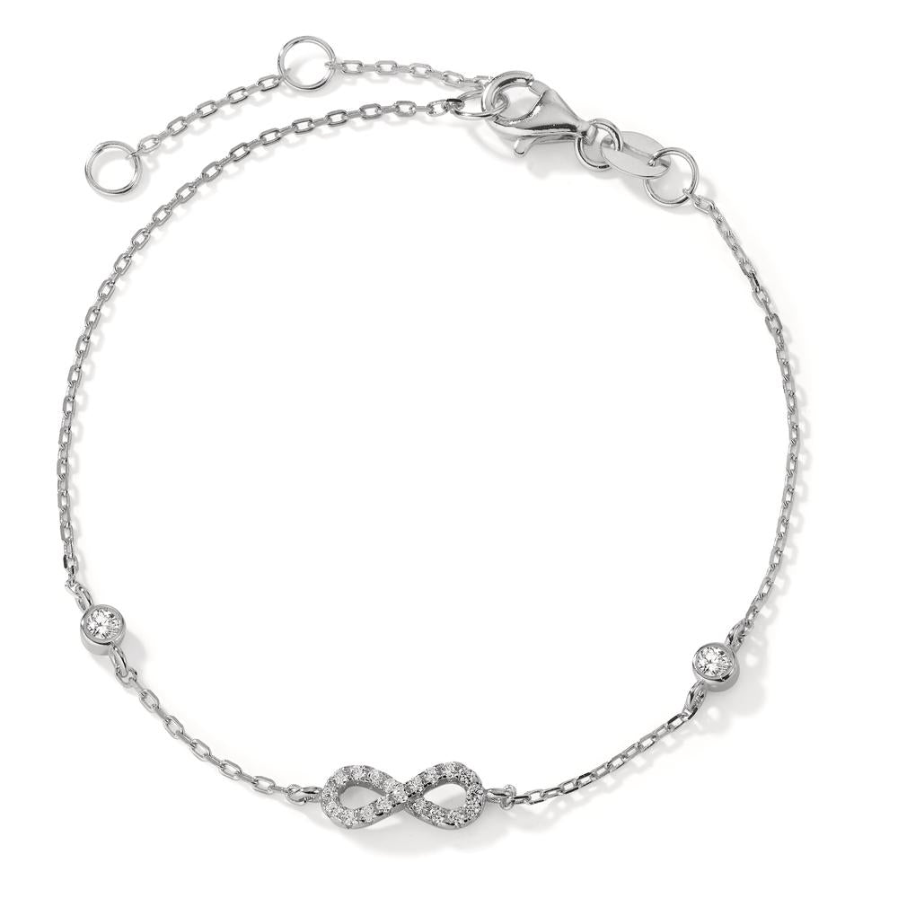 Bracciale Argento Zirconia rodiato Infinito 16-19 cm