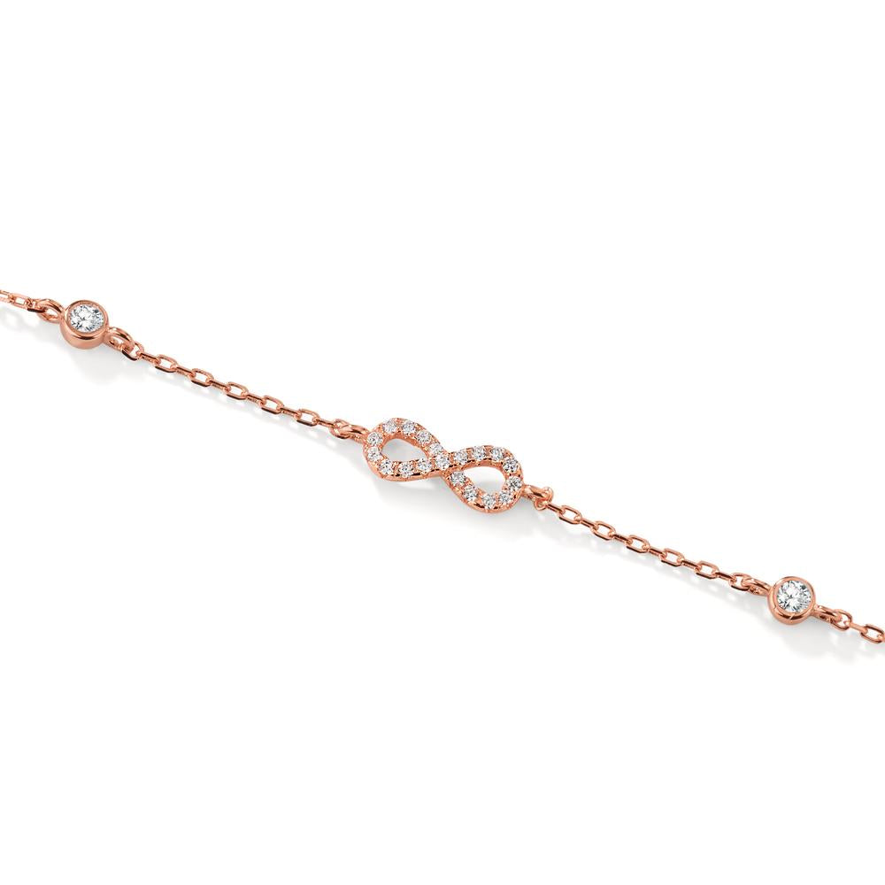 Bracciale Argento Zirconia rosa dorato Infinito 16-19 cm