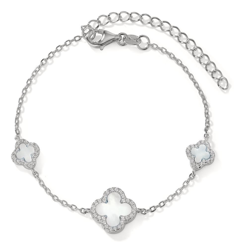 Bracciale Argento Zirconia rodiato Madreperla 16-19 cm