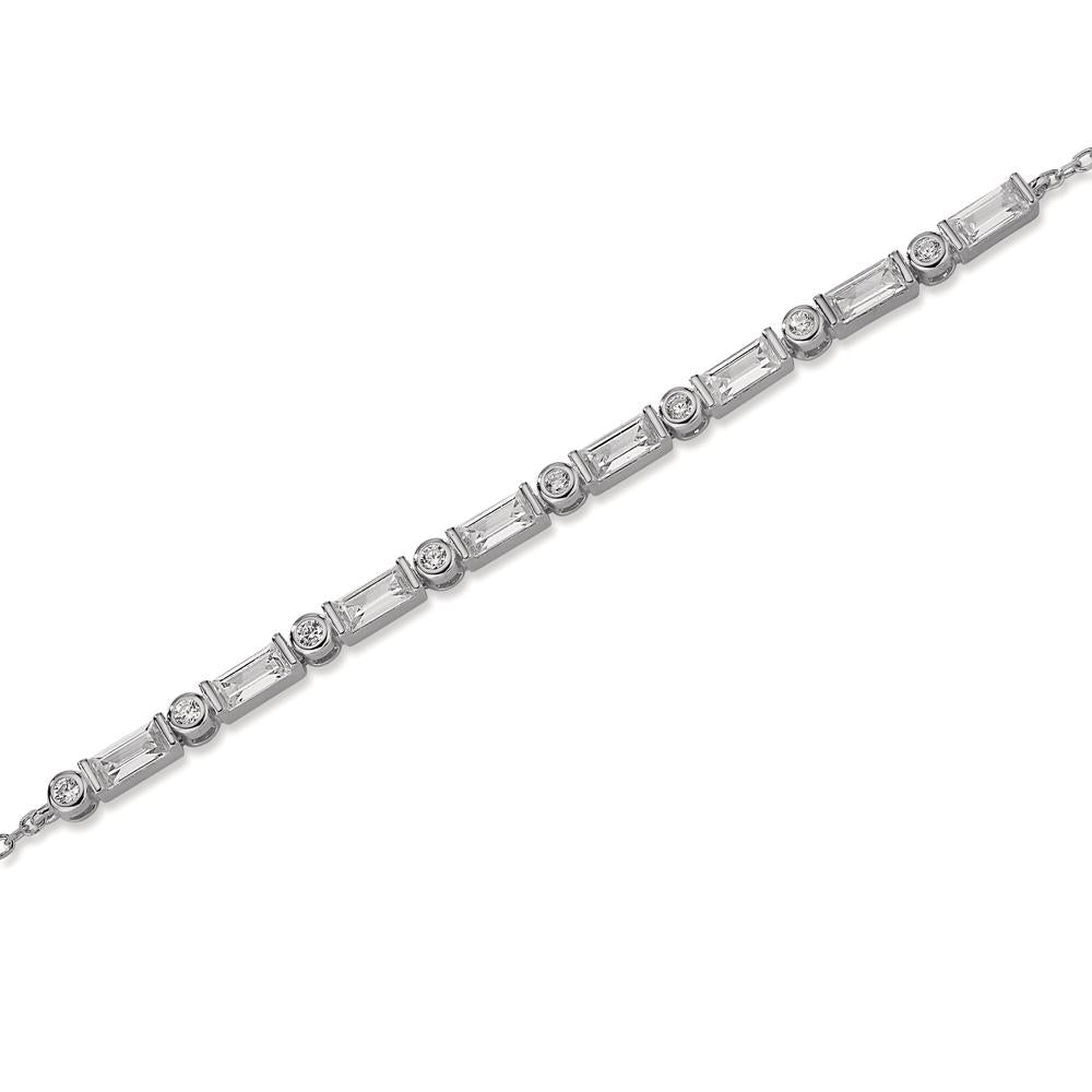 Bracciale Argento Zirconia 16 pietra rodiato 15.5-18.5 cm