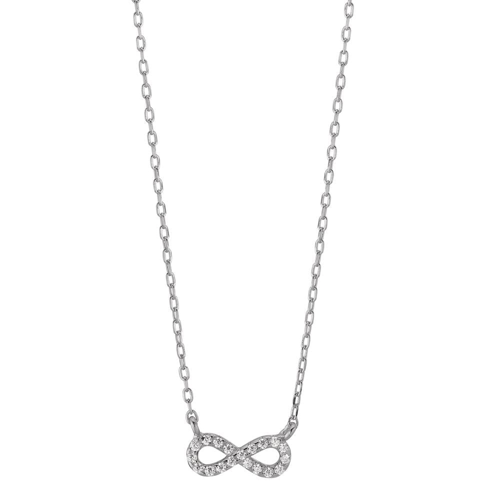 Collana Argento Zirconia 19 pietra rodiato Infinito 40-45 cm