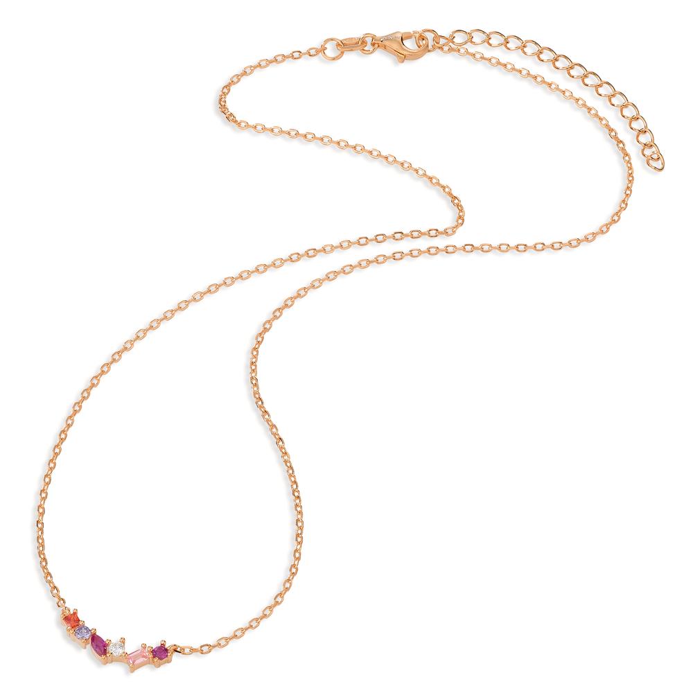 Collana Argento Zirconia 6 pietra rosa dorato 40-45 cm