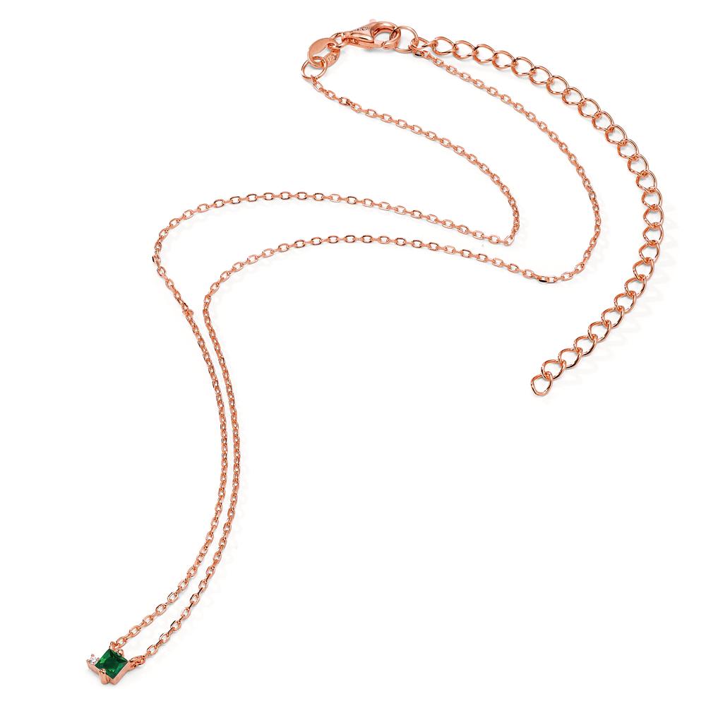 Collana Argento Zirconia 2 pietra rosa dorato 35-43 cm