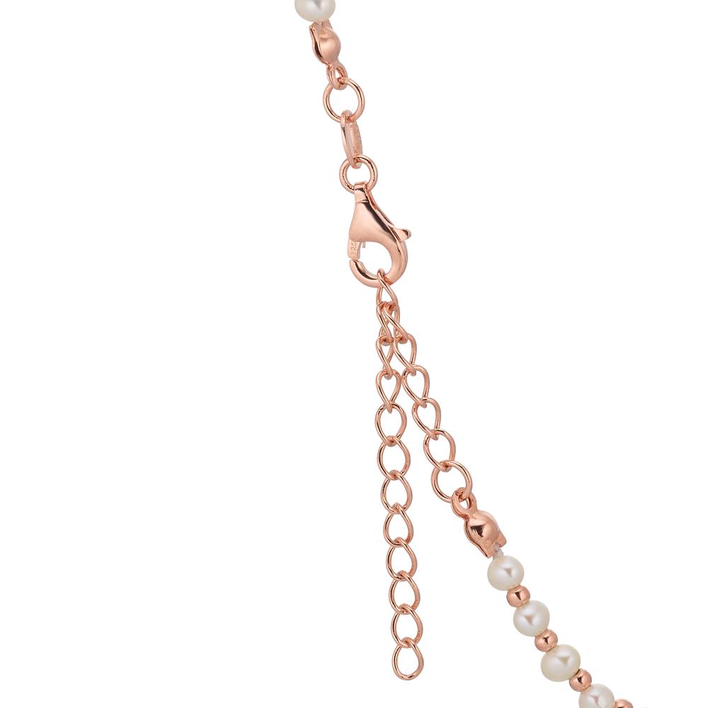 Collana Argento Zirconia rosa dorato Perla coltivata d'acqua dolce 36-41 cm