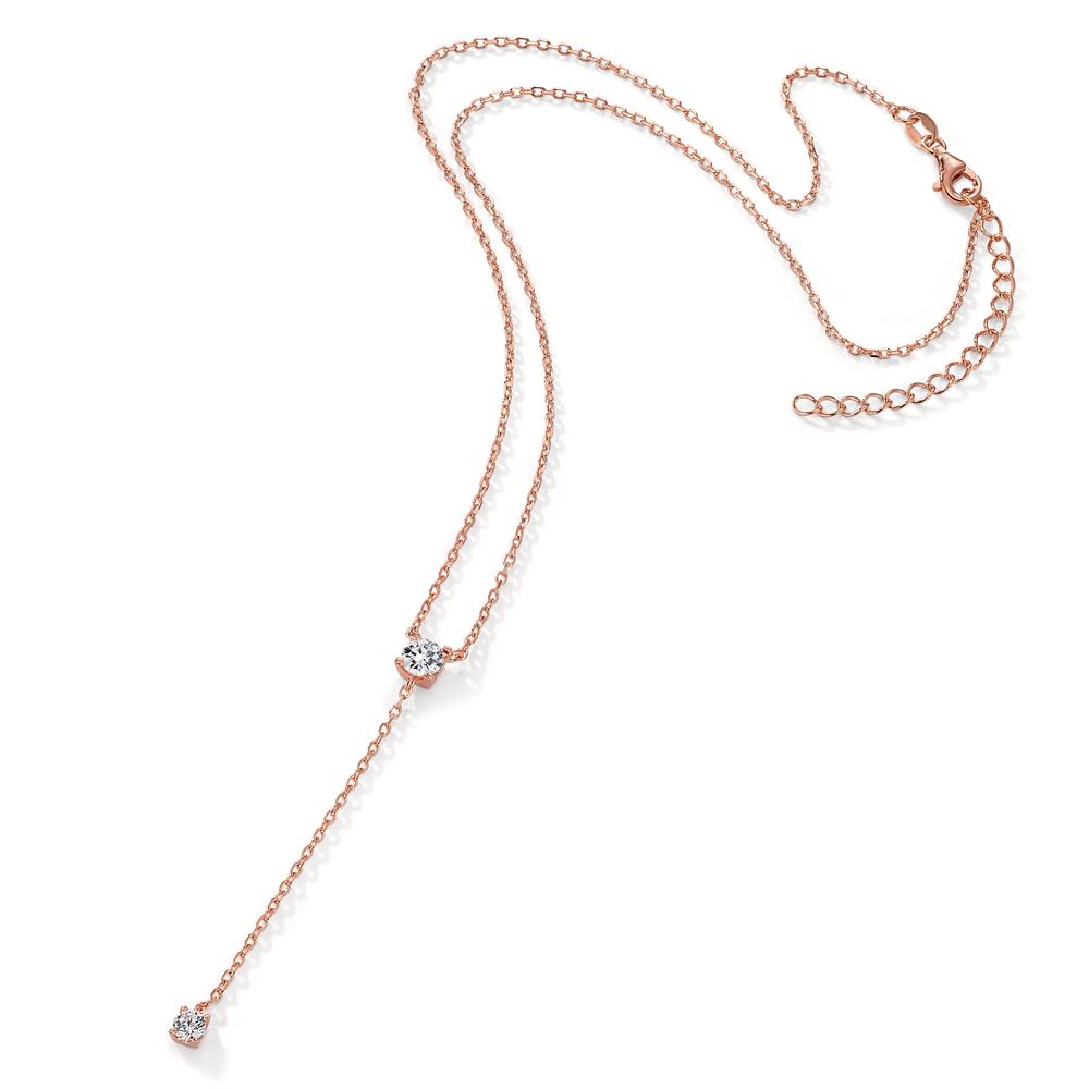 Collana Argento Zirconia 2 pietra rosa dorato 40-45 cm