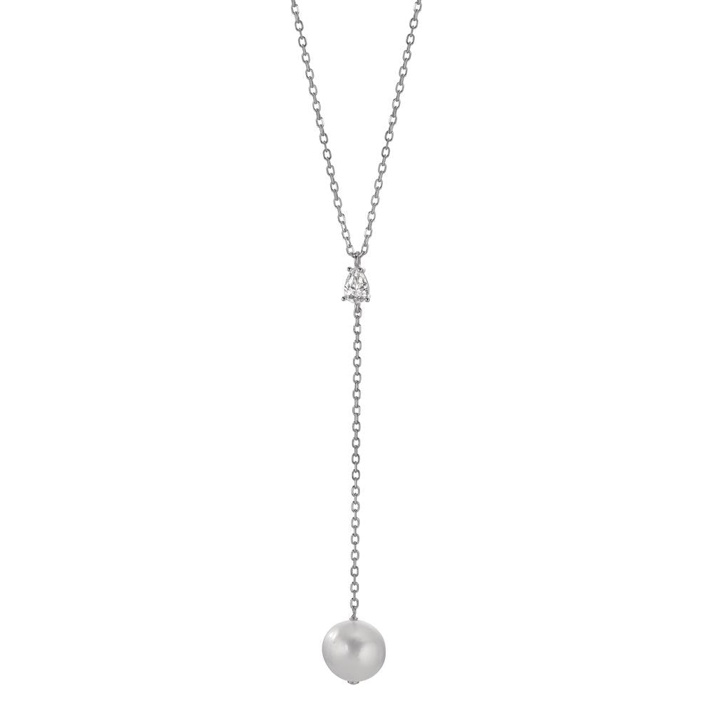 Collana Argento Zirconia rodiato Perla coltivata d'acqua dolce 40-45 cm