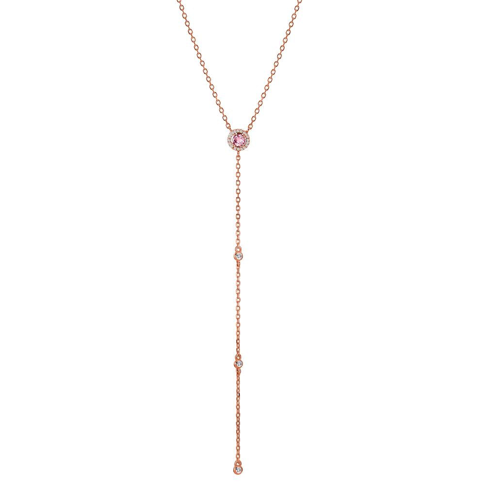 Collana Argento Zirconia rosa dorato 40-45 cm