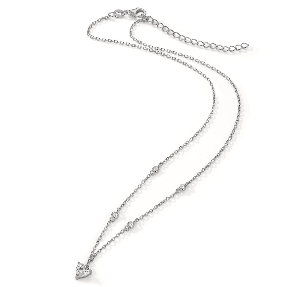 Collana Argento Zirconia 5 pietra rodiato Cuore 40-45 cm