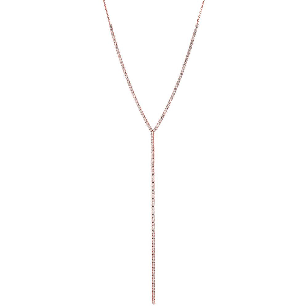 Collana Argento Zirconia rosa dorato 38-43 cm