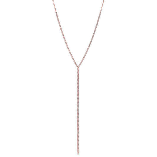 Collana Argento Zirconia rosa dorato 38-43 cm