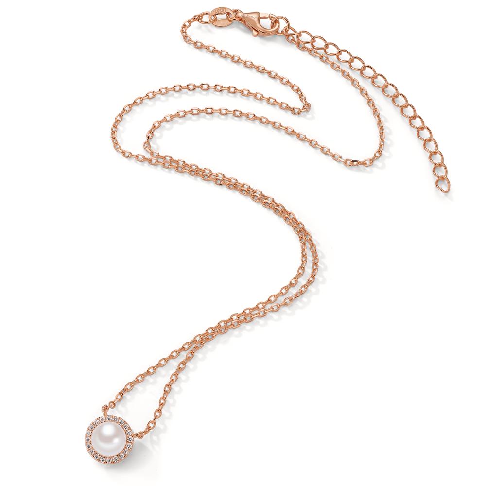 Collana Argento Zirconia rosa dorato Perla coltivata d'acqua dolce 40-45 cm Ø9 mm