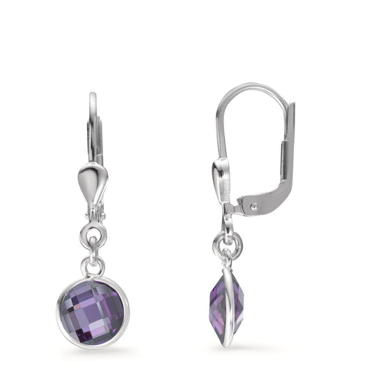 Orecchini Argento Zirconia Viola, 2 pietra Ø6 mm