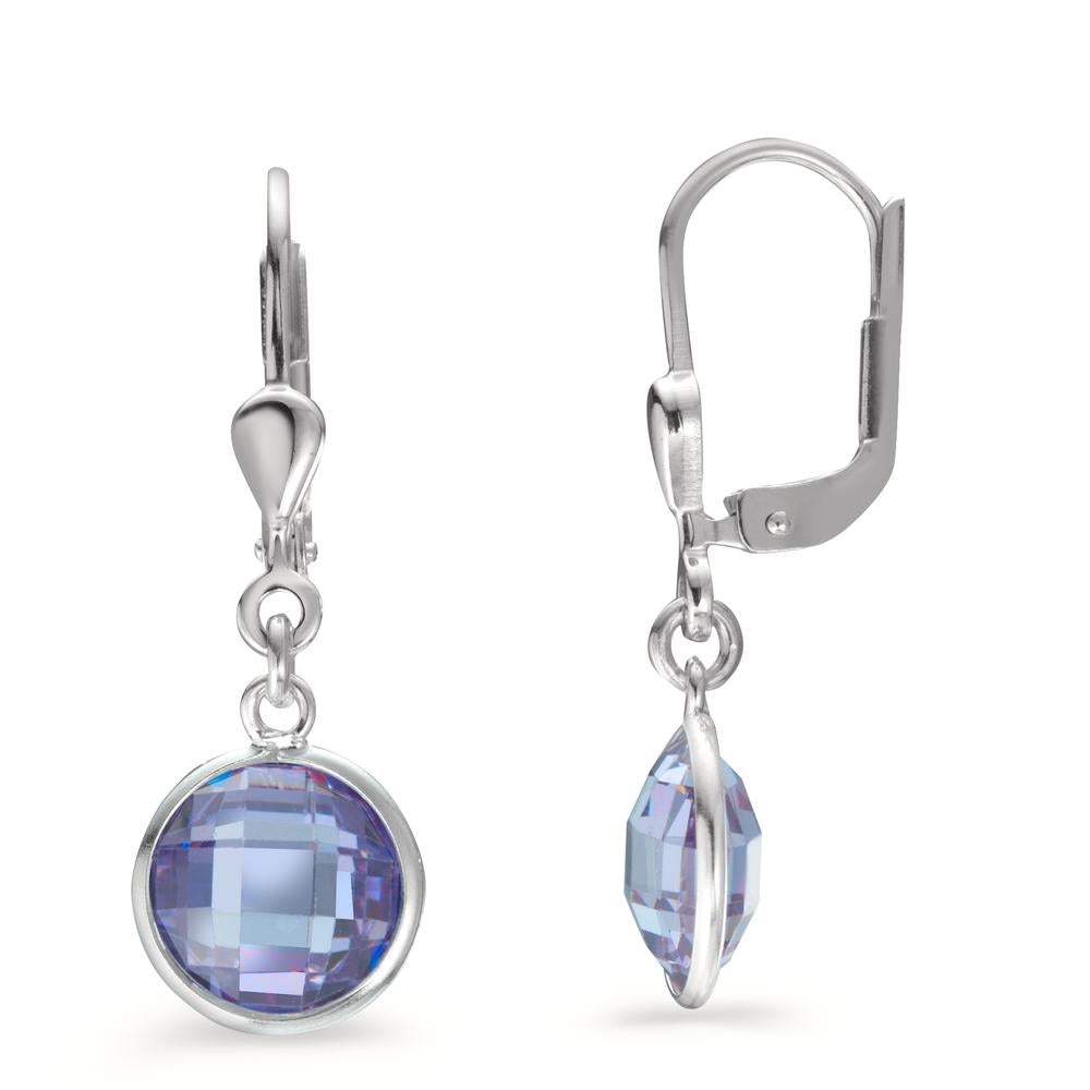 Orecchini Argento Zirconia viola, 2 pietra Ø8 mm