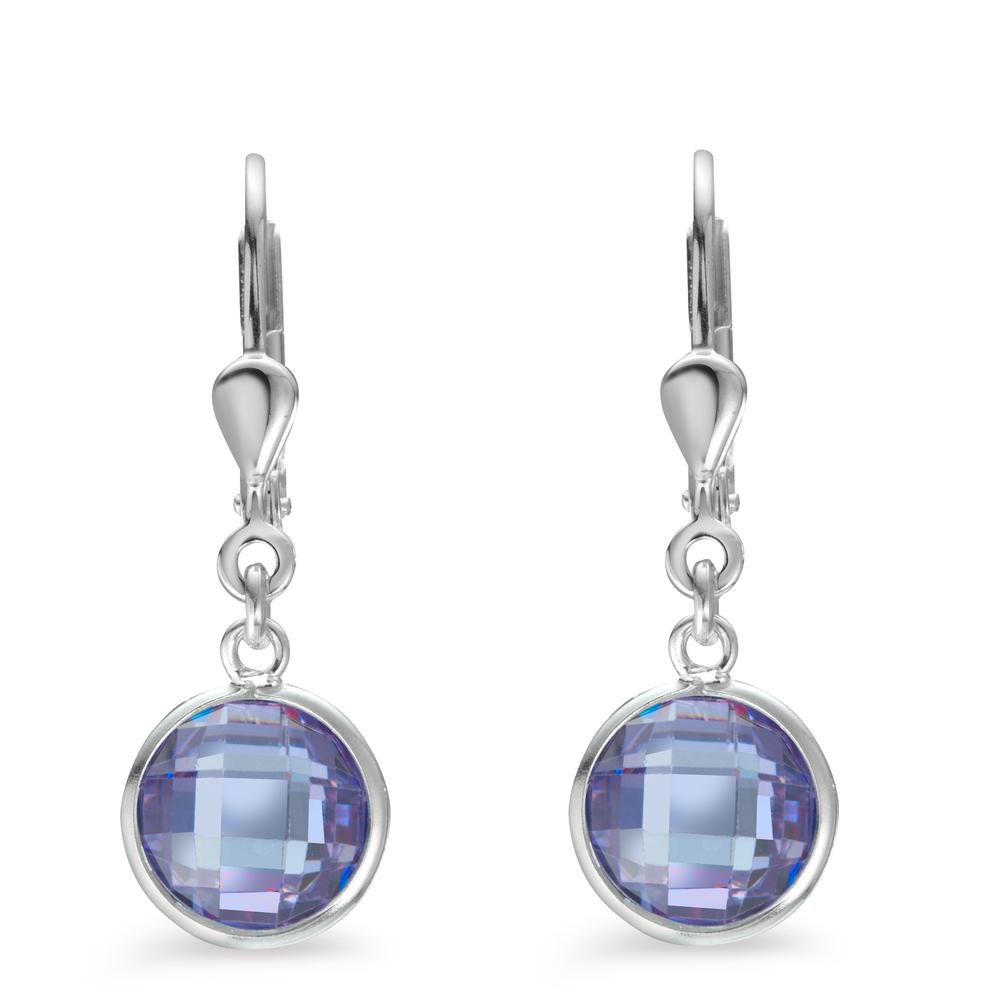 Orecchini Argento Zirconia viola, 2 pietra Ø8 mm